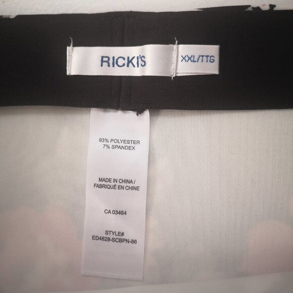 Ricki's Ladies Elastic Waist Size XXL Black with Peach & Grey Flowers Skirt - Picture 3 of 6